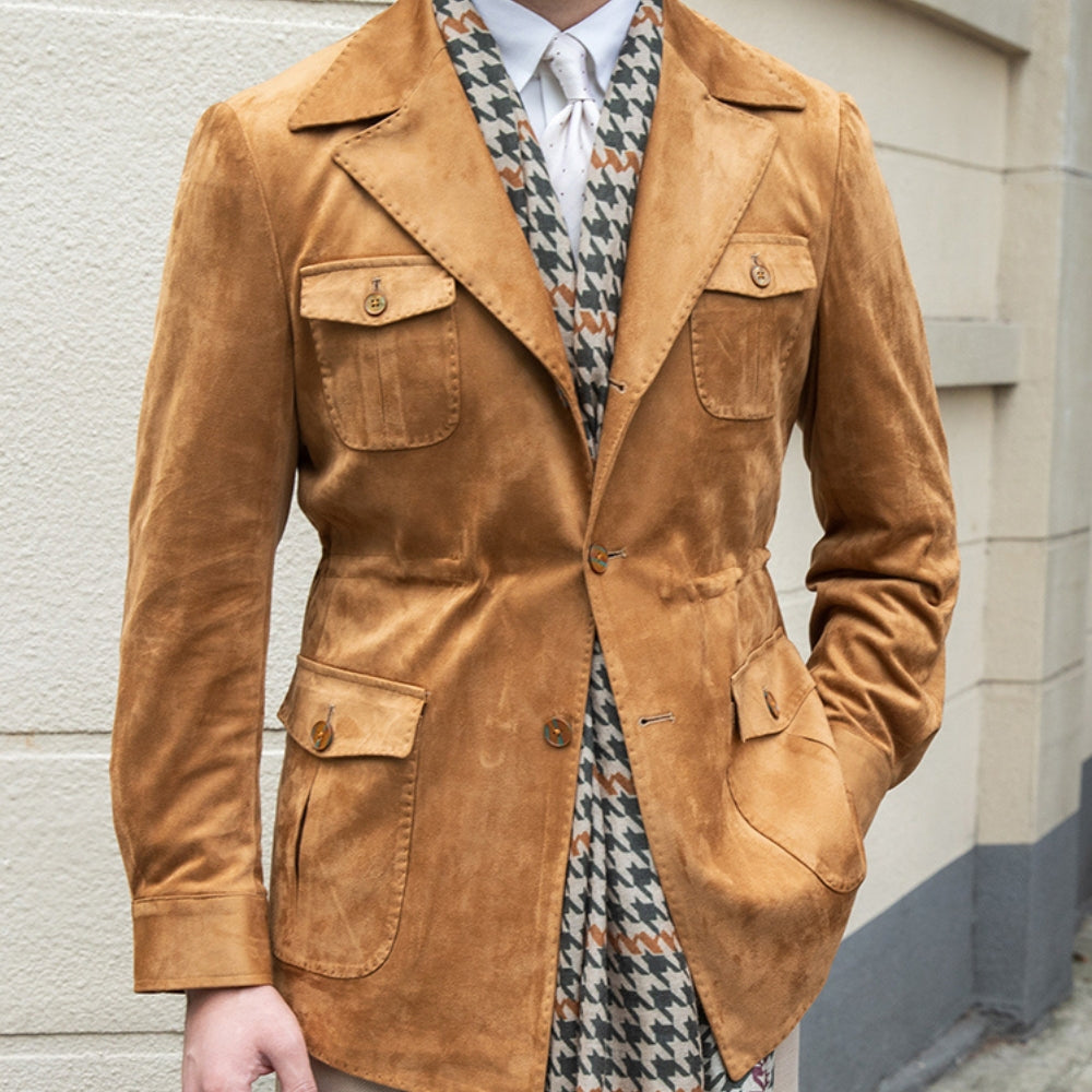 Veste en velours daim coupe slim italienne Old Money
