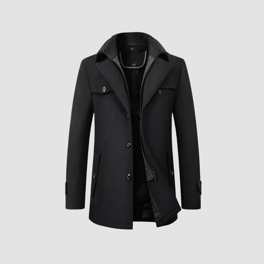 Manteau mi-long en laine style business casual, héritage de la vieille fortune