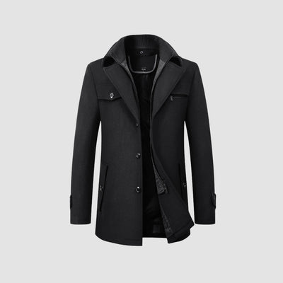 Manteau mi-long en laine style business casual, héritage de la vieille fortune