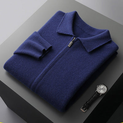 Cardigan en laine et cachemire à col à revers, style Old Money