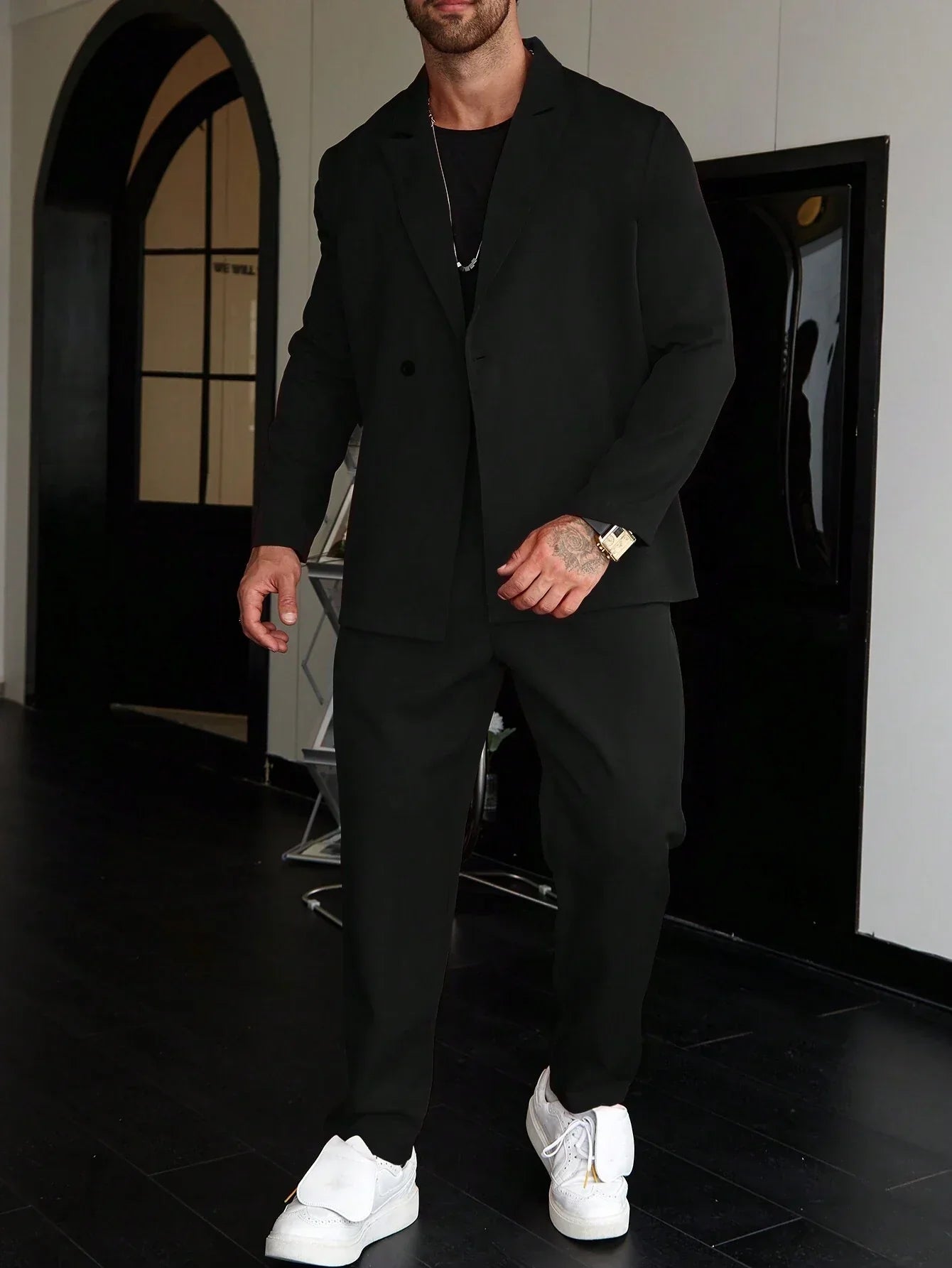 Costume homme décontracté monochrome style vieille fortune