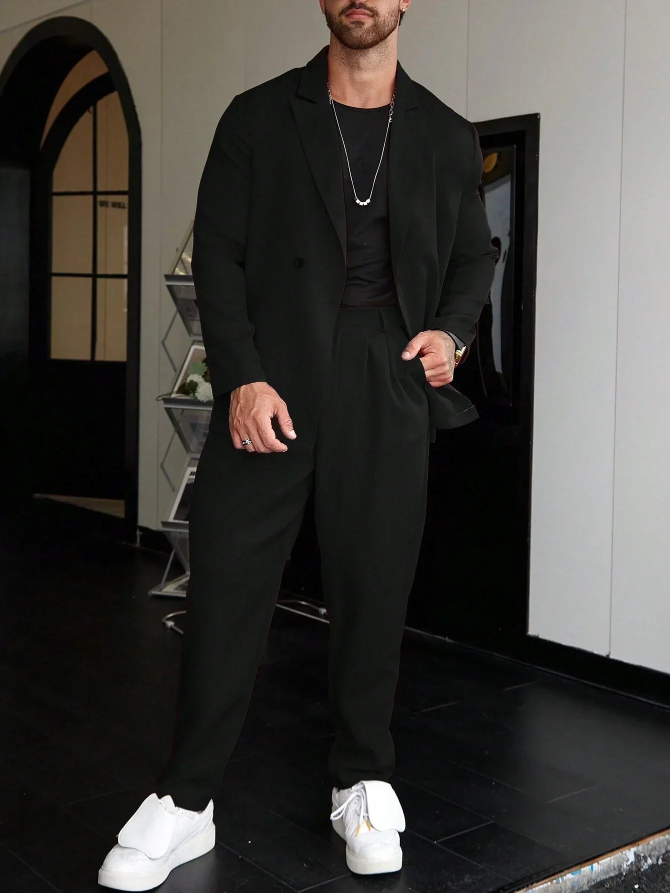 Costume homme décontracté monochrome style vieille fortune