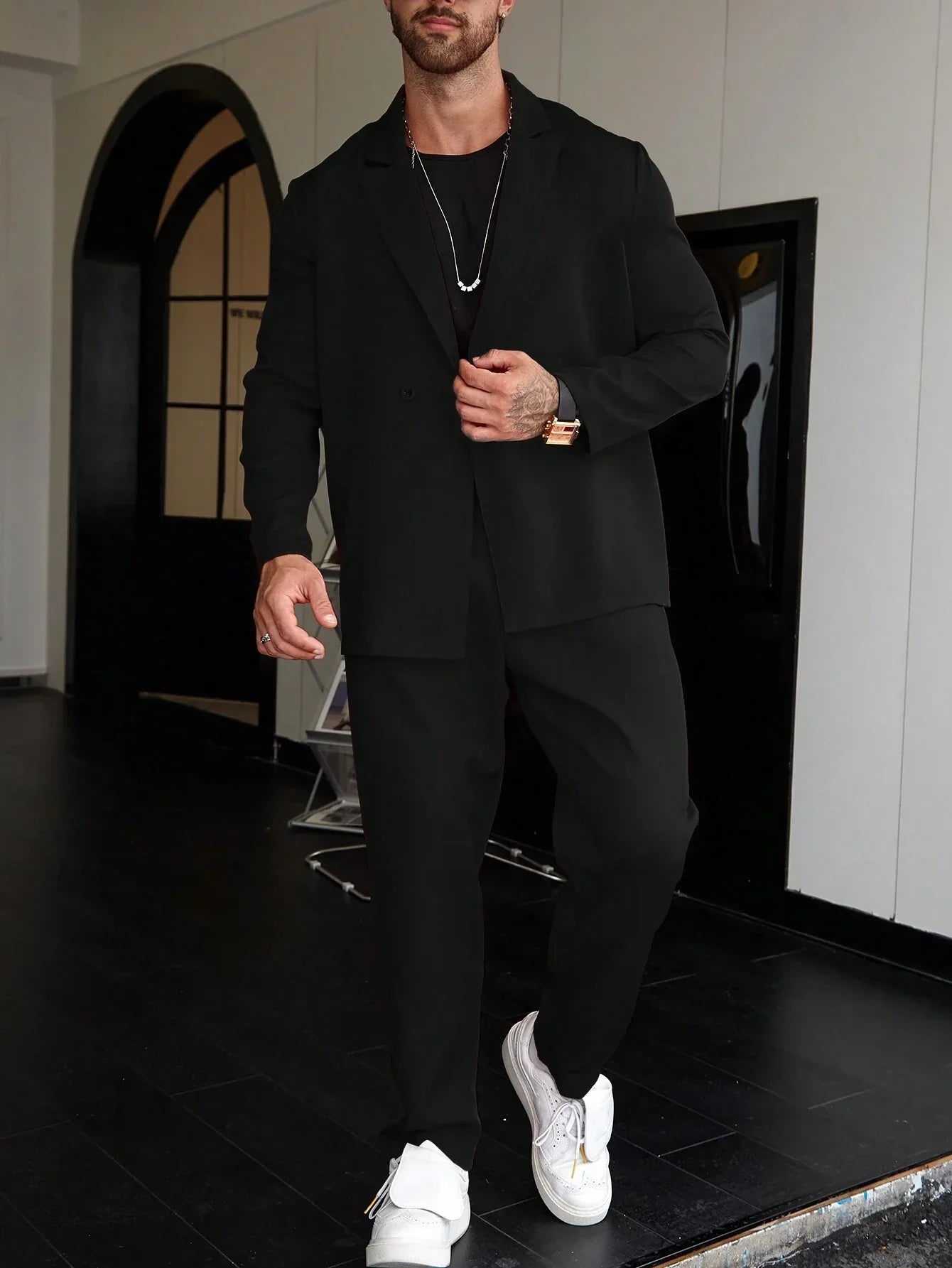 Costume homme décontracté monochrome style vieille fortune