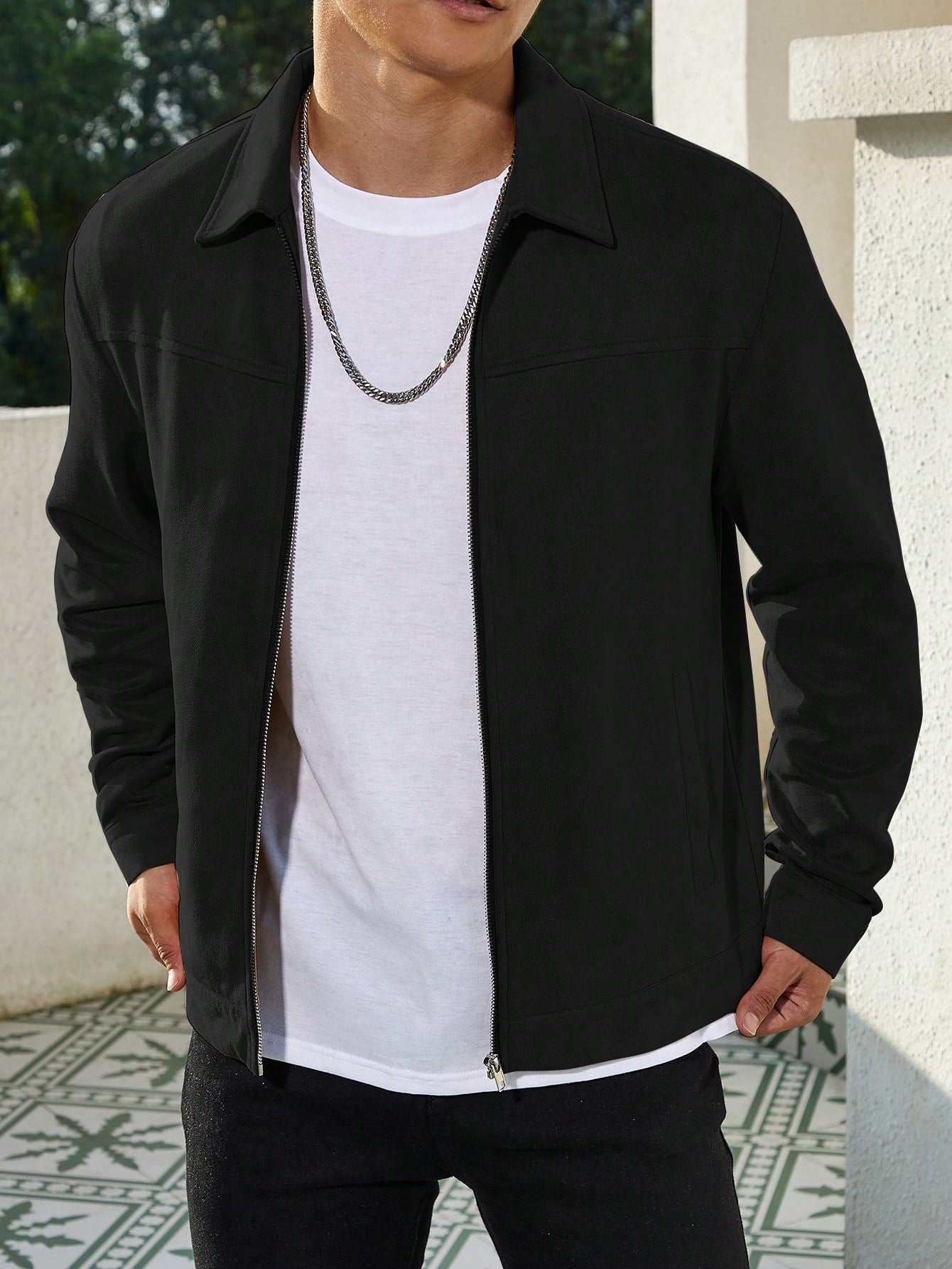 Veste décontractée de couleur unie Old Money