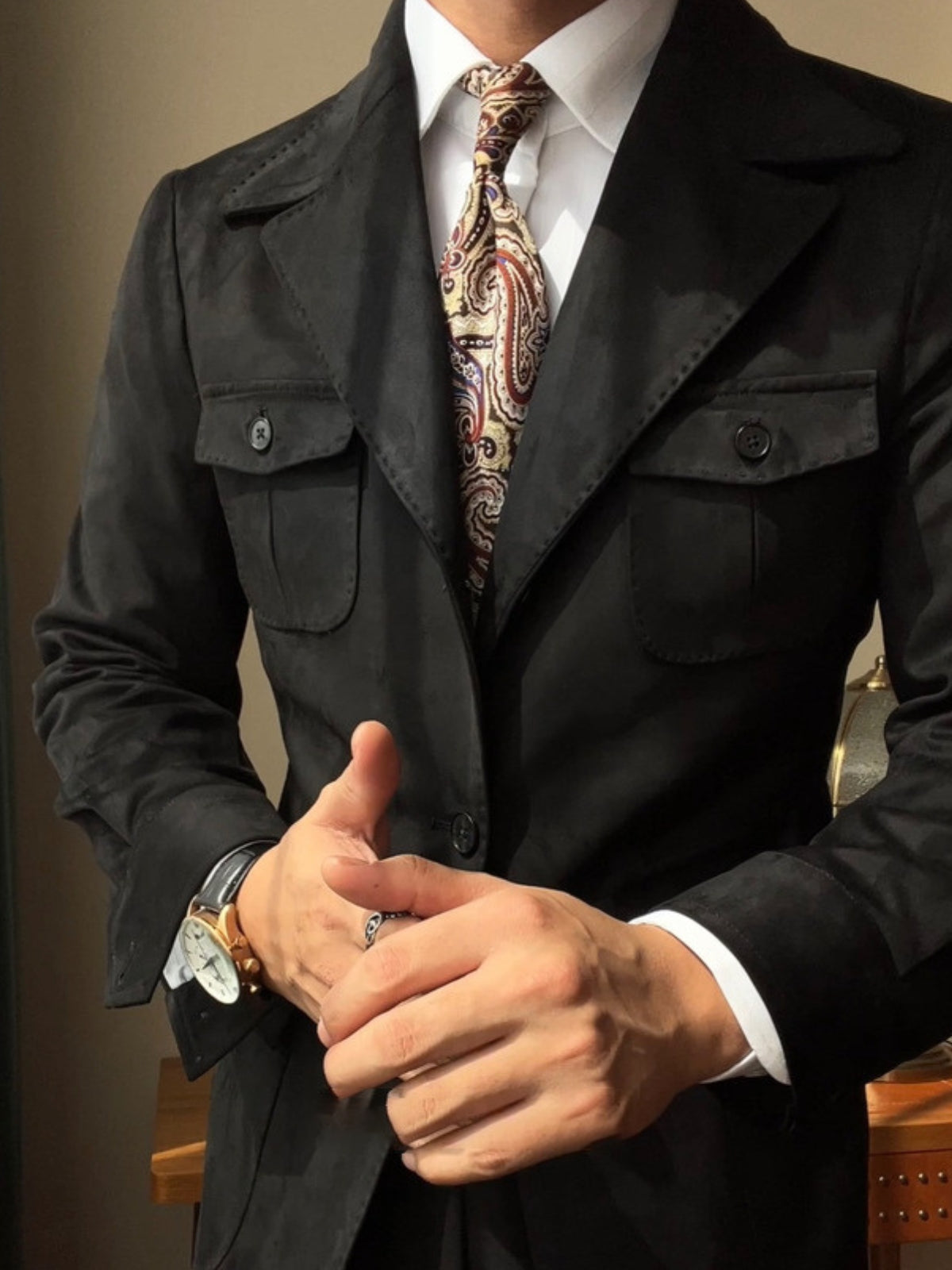 Veste en velours daim coupe slim italienne Old Money