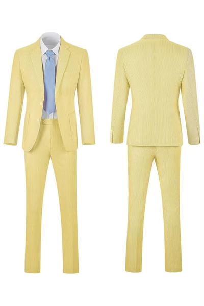 Ensemble blazer et pantalon rayés en seersucker, deux pièces, costume d'été pour homme