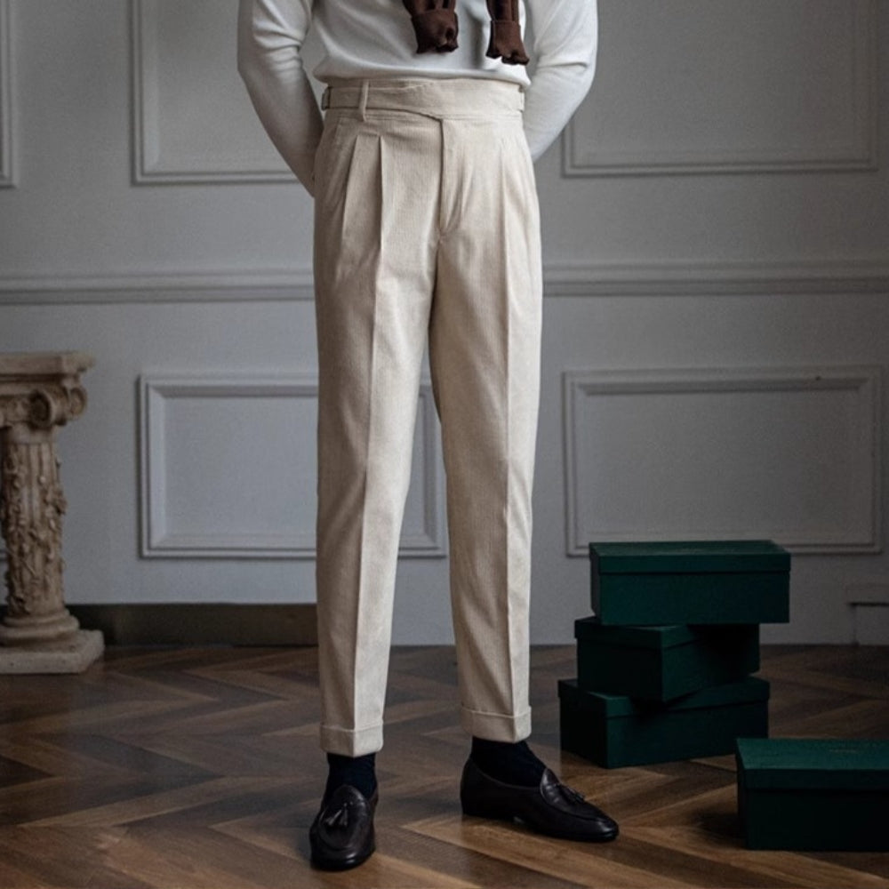 Pantalon drapé à jambes larges Old Money