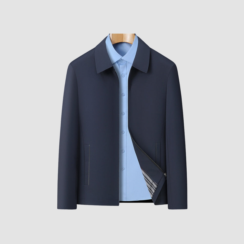 Manteau court décontracté à revers et fermeture éclair, style Old Money