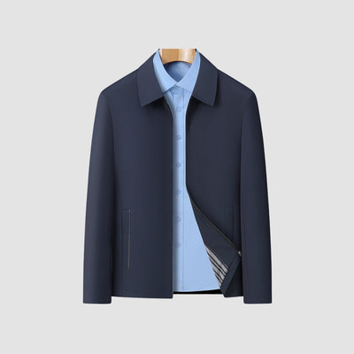 Manteau court décontracté à revers et fermeture éclair, style Old Money