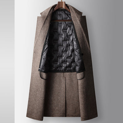 Manteau en laine croisé mi-long de style Old Money