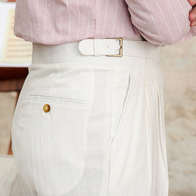 Pantalon droit confortable en coton Old Money
