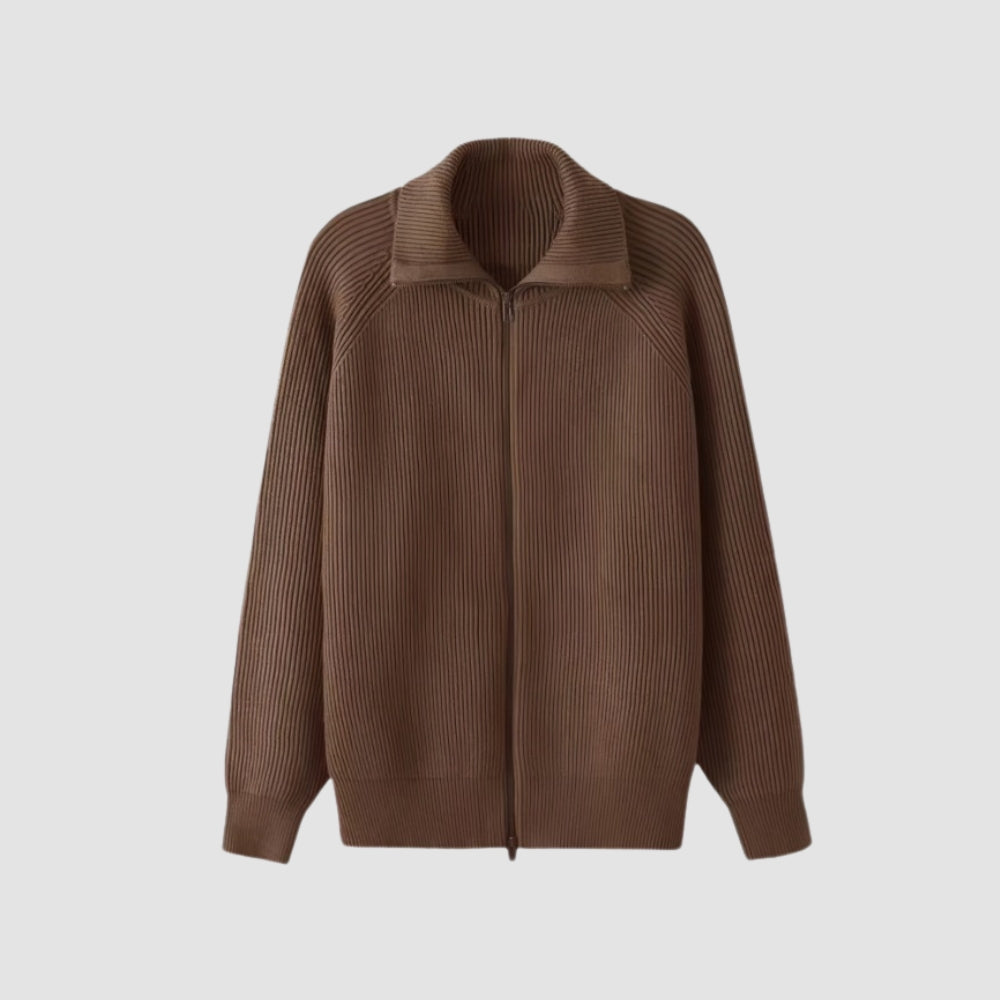 Gilet en maille épaisse à fermeture éclair Old Money