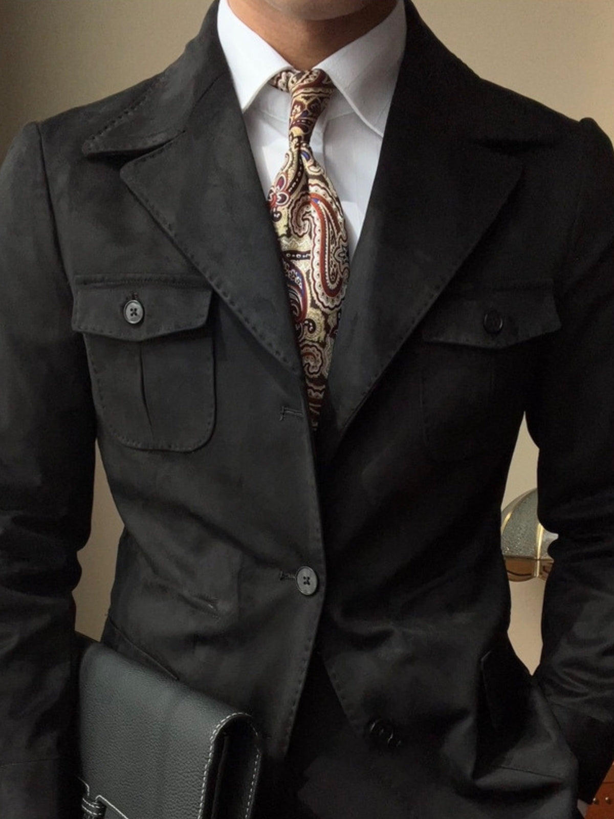 Veste en velours daim coupe slim italienne Old Money