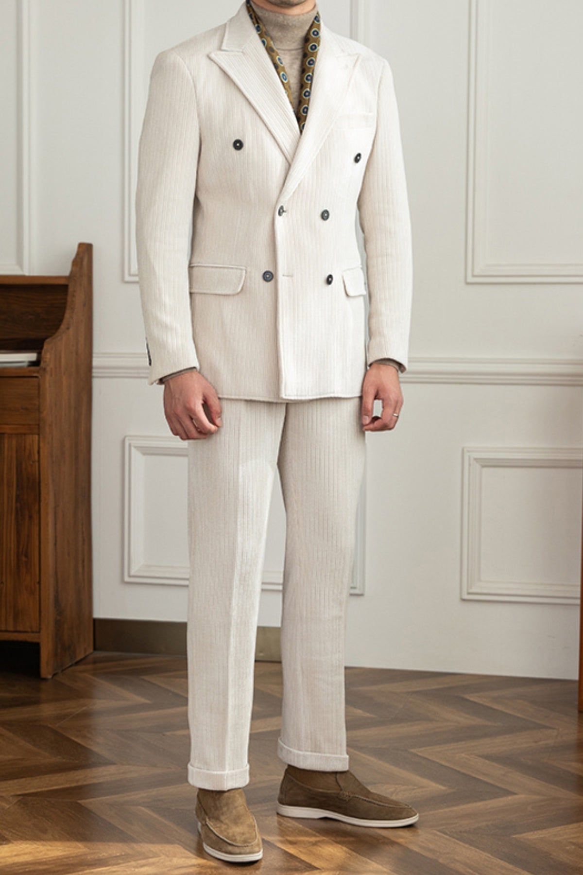 Costume d'hiver slim en velours côtelé Old Money