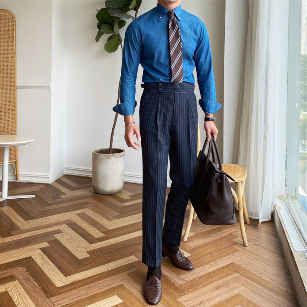 Pantalon décontracté taille haute Old Money sans repassage