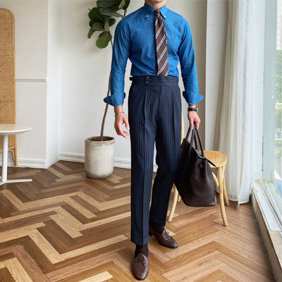 Pantalon décontracté taille haute Old Money sans repassage