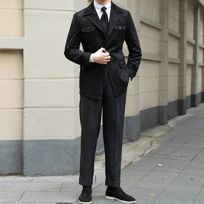 Veste en velours daim coupe slim italienne Old Money