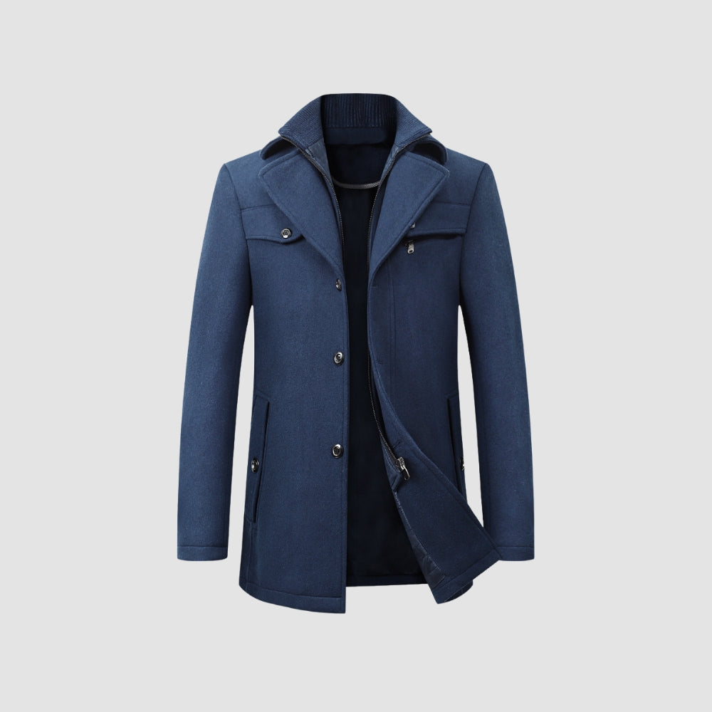 Manteau mi-long en laine style business casual, héritage de la vieille fortune