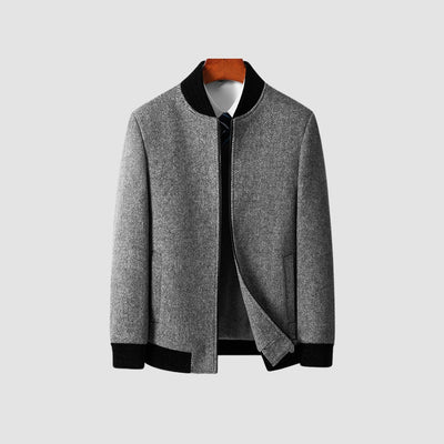 Veste en laine à col montant et fermeture éclair Old Money