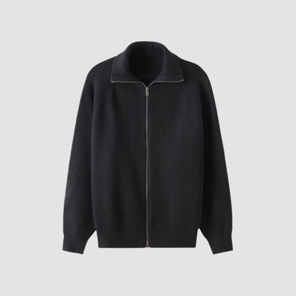 Gilet en maille épaisse à fermeture éclair Old Money