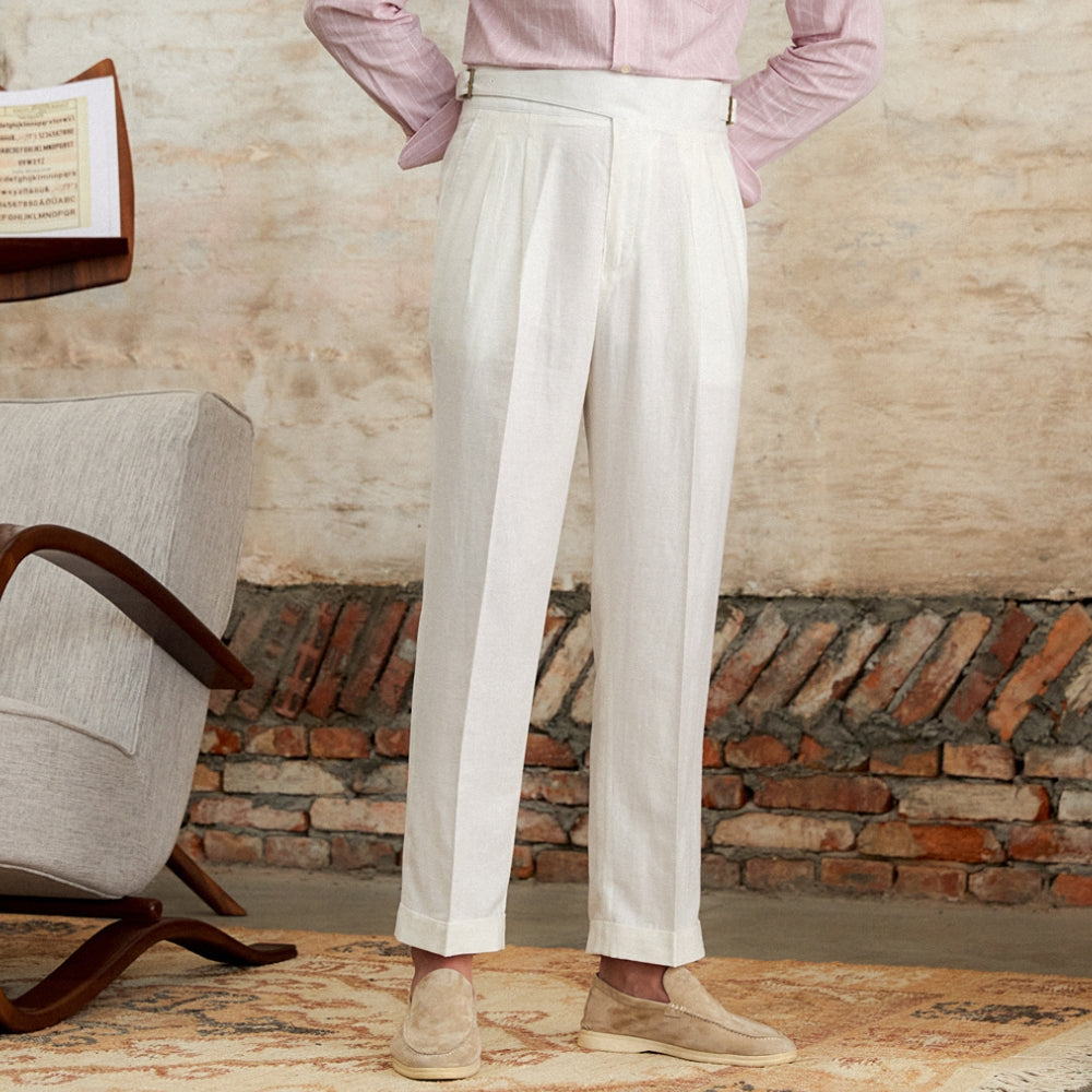 Pantalon droit confortable en coton Old Money