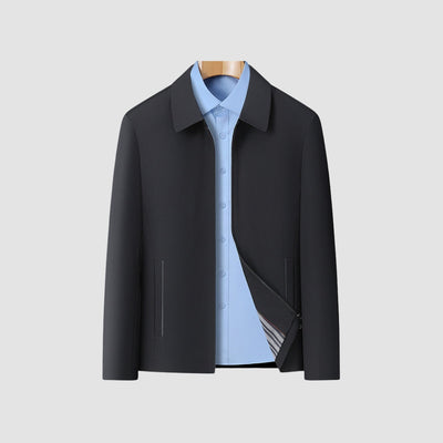 Manteau court décontracté à revers et fermeture éclair, style Old Money