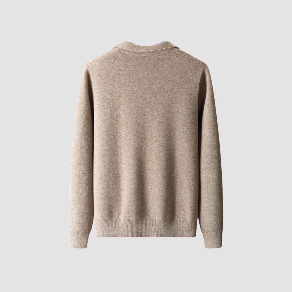 Cardigan en laine et cachemire à col à revers, style Old Money