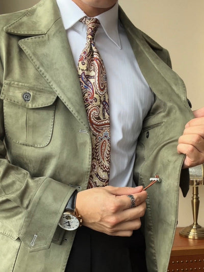 Veste en velours daim coupe slim italienne Old Money