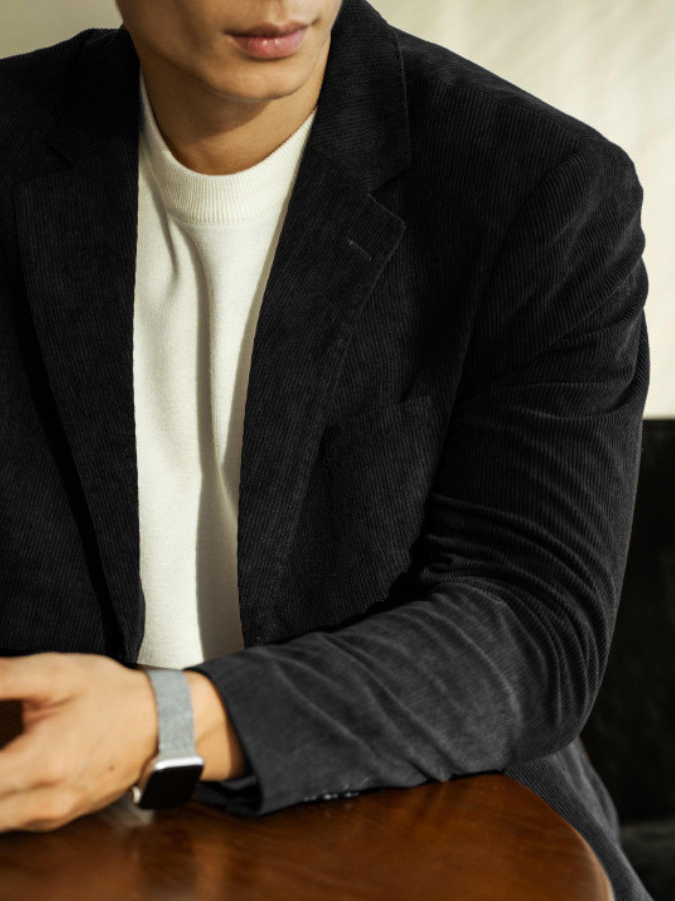 Veste de costume décontractée en velours côtelé coupe slim Old Money