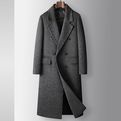 Manteau en laine croisé mi-long de style Old Money
