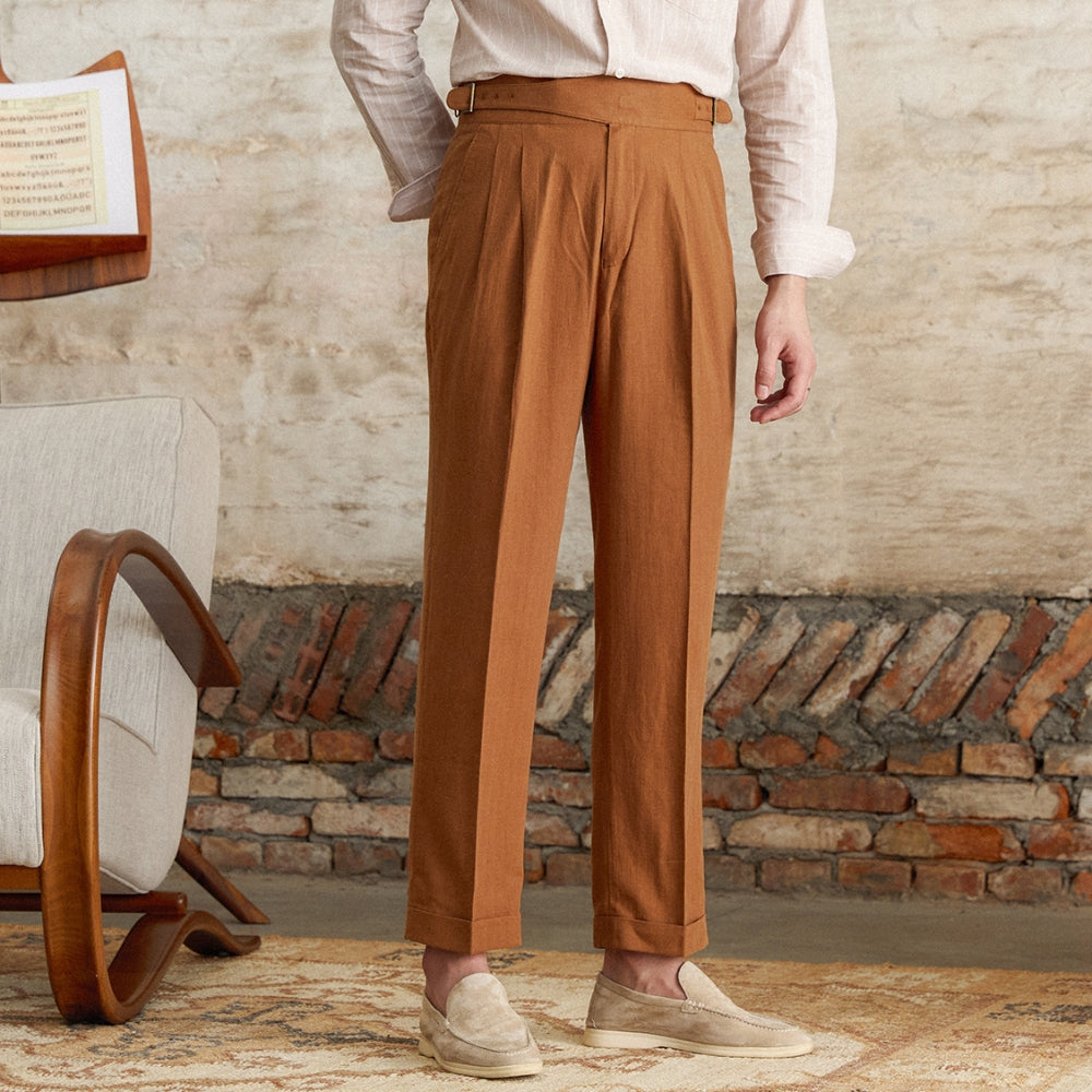 Pantalon droit confortable en coton Old Money