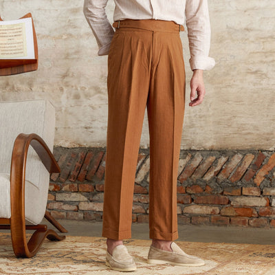 Pantalon droit confortable en coton Old Money
