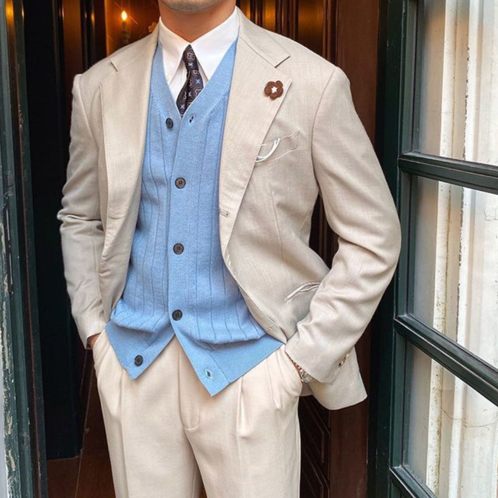 Gilet en maille à col V Old Money