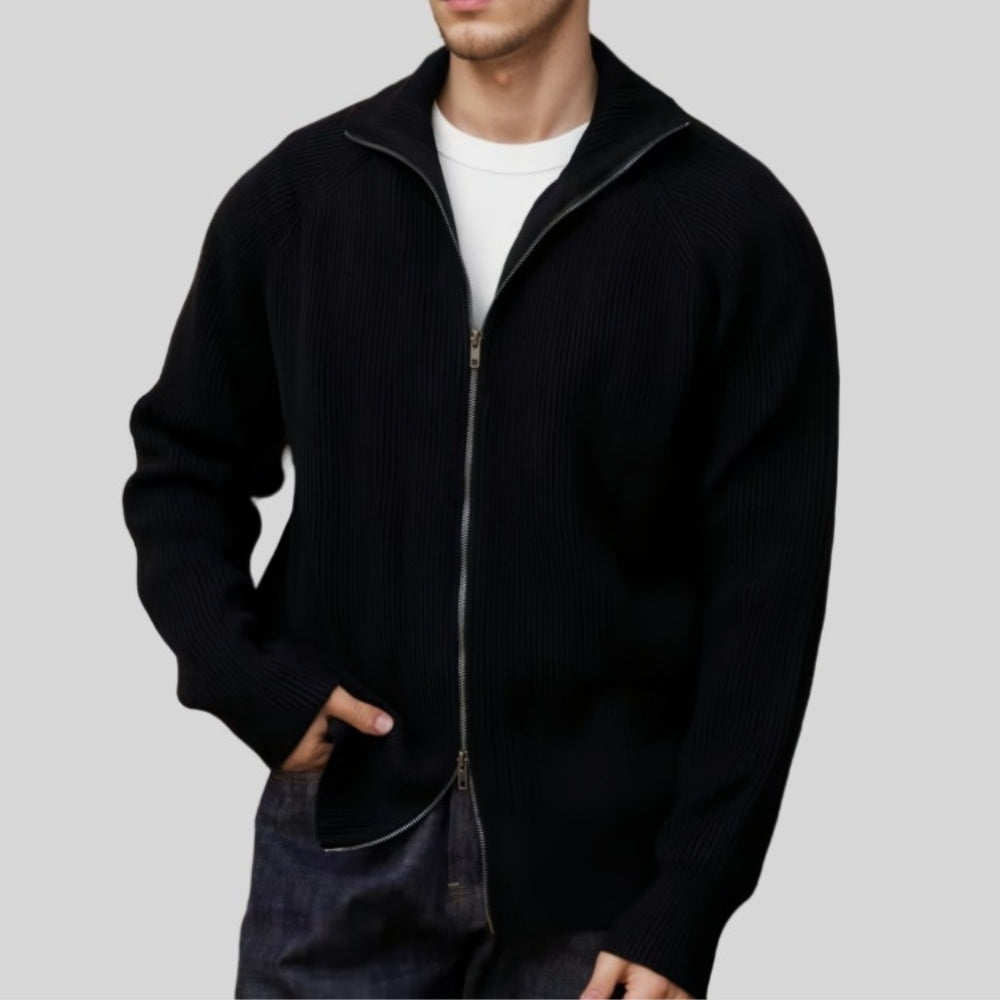 Gilet en maille épaisse à fermeture éclair Old Money