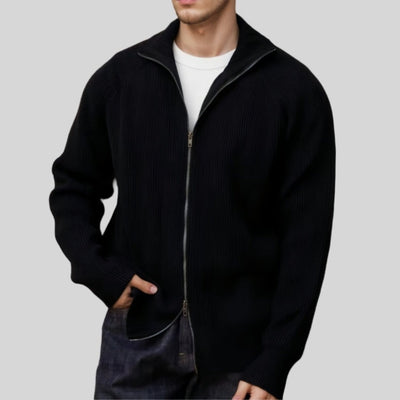 Gilet en maille épaisse à fermeture éclair Old Money