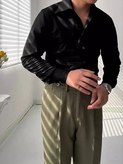 Chemise en bambou à col en V style athlétique italien Old Money