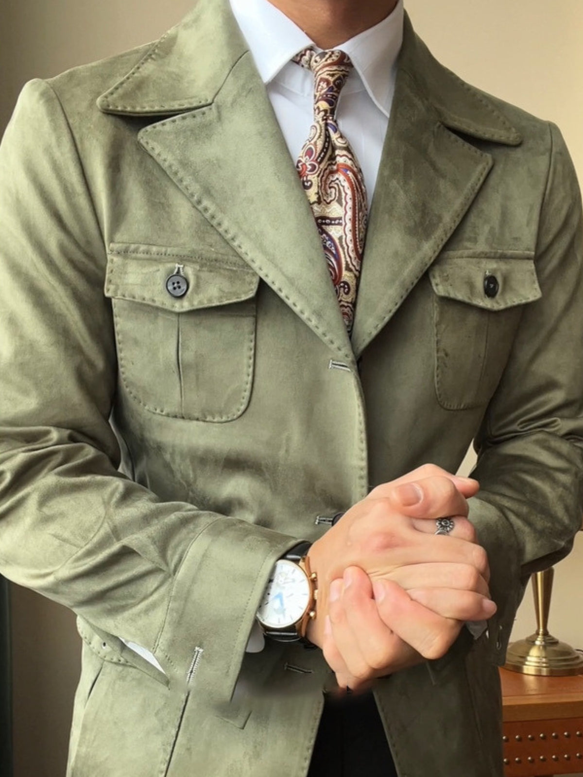 Veste en velours daim coupe slim italienne Old Money