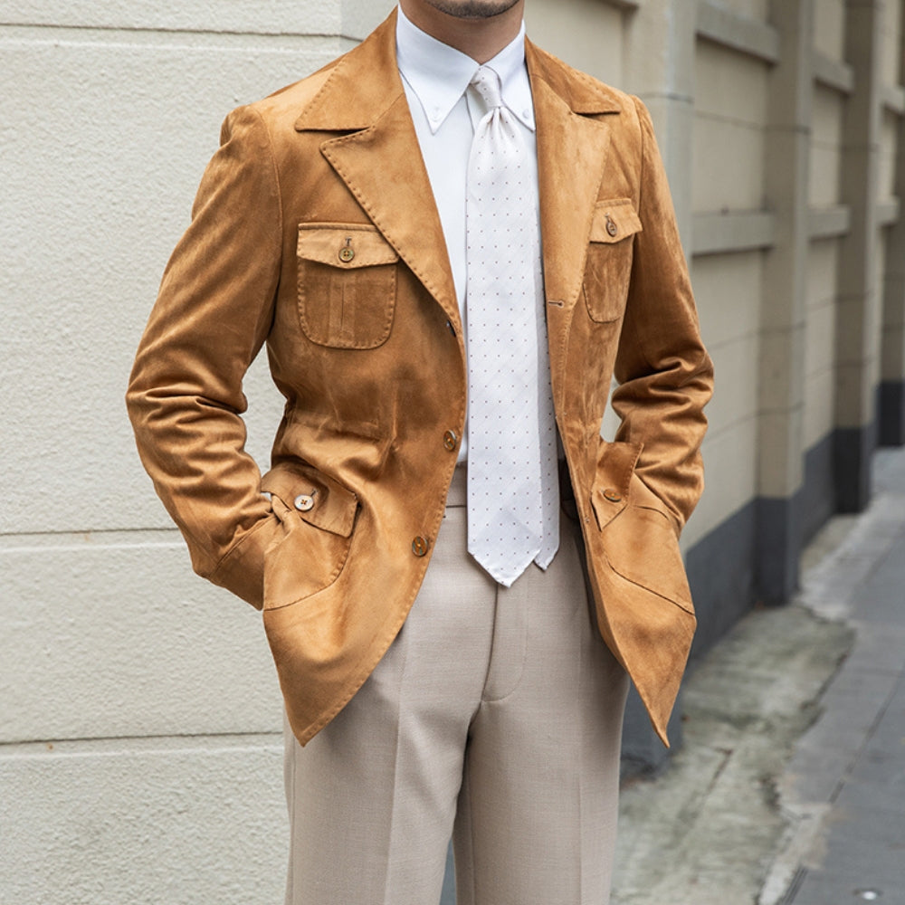 Veste en velours daim coupe slim italienne Old Money