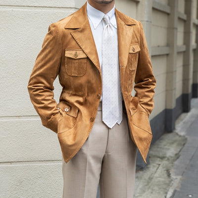 Veste en velours daim coupe slim italienne Old Money