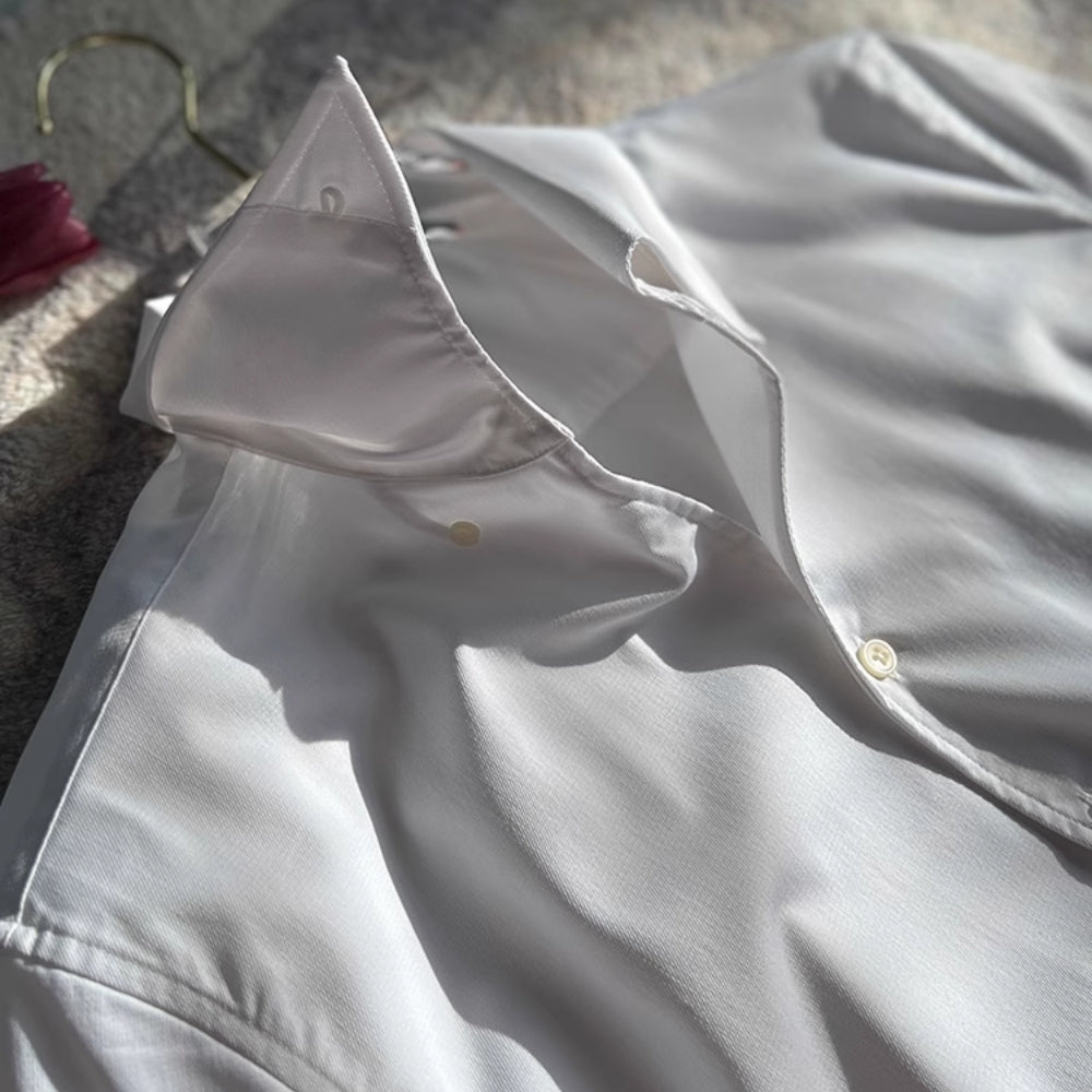 Chemise en bambou à col en V style athlétique italien Old Money