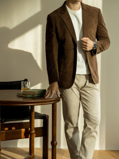 Veste de costume décontractée en velours côtelé coupe slim Old Money