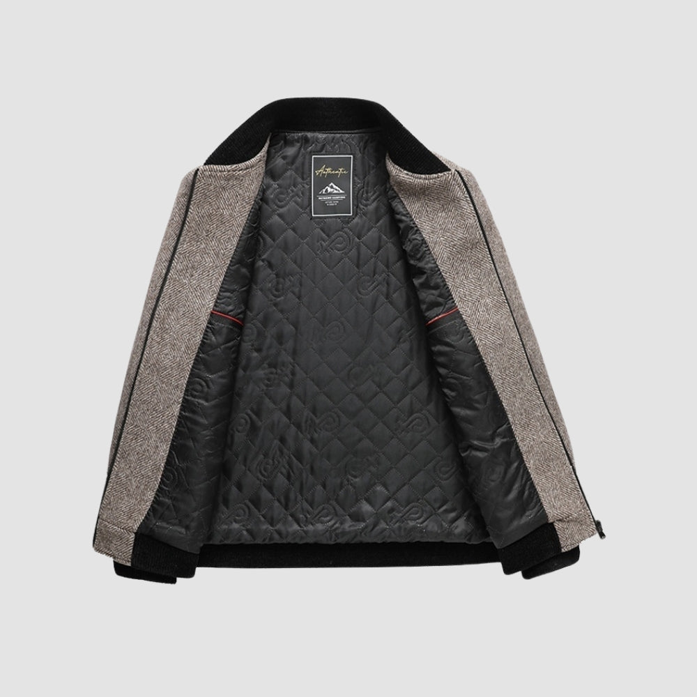 Veste en laine à col montant et fermeture éclair Old Money