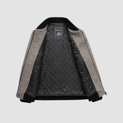 Veste en laine à col montant et fermeture éclair Old Money