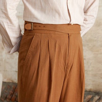 Pantalon droit confortable en coton Old Money
