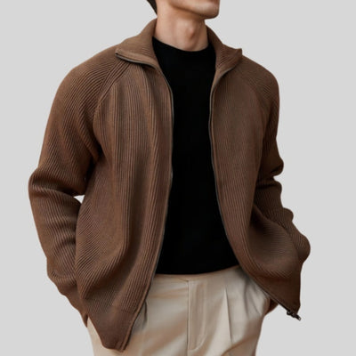 Gilet en maille épaisse à fermeture éclair Old Money