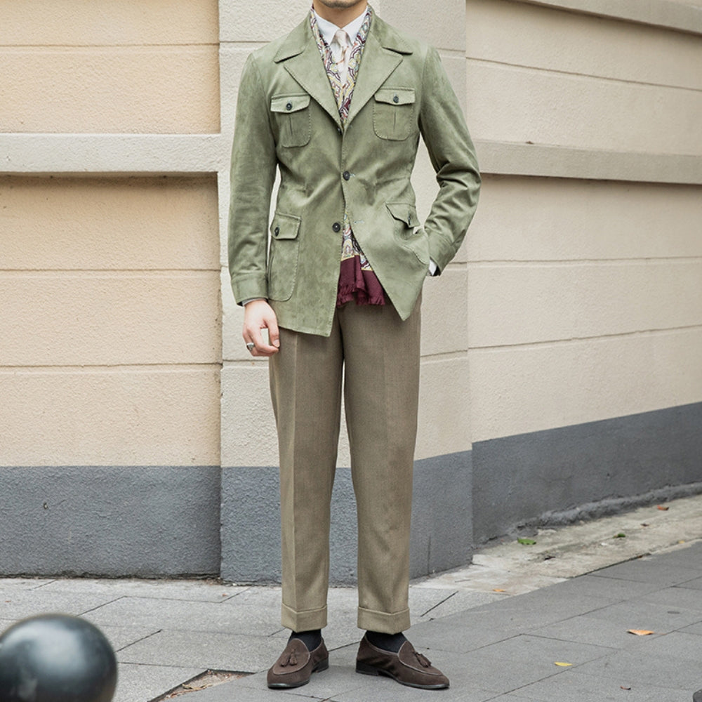 Veste en velours daim coupe slim italienne Old Money