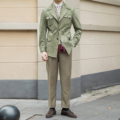 Veste en velours daim coupe slim italienne Old Money