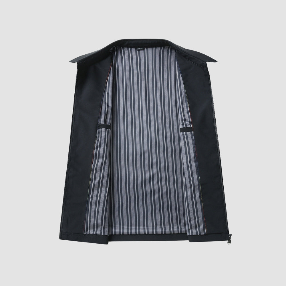 Manteau court décontracté à revers et fermeture éclair, style Old Money