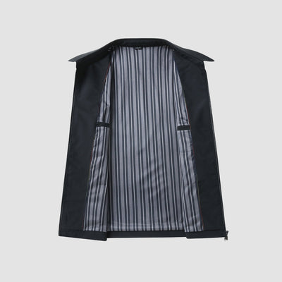 Manteau court décontracté à revers et fermeture éclair, style Old Money