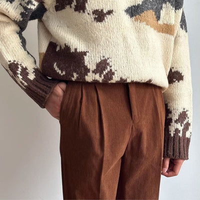 Pantalon drapé à jambes larges Old Money